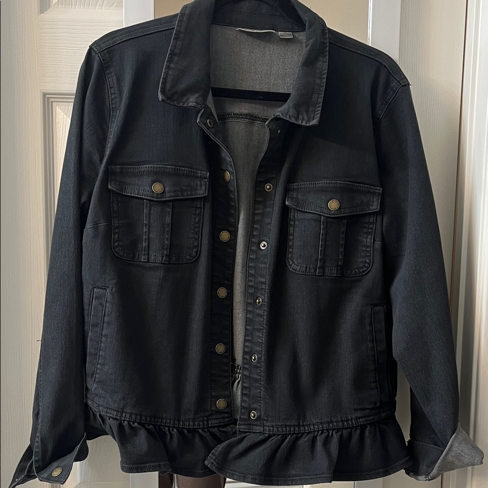 Kim Gravel Belle BOHO Black Denim Jacket medium. Never worn.